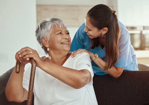 Senior receiving care at home